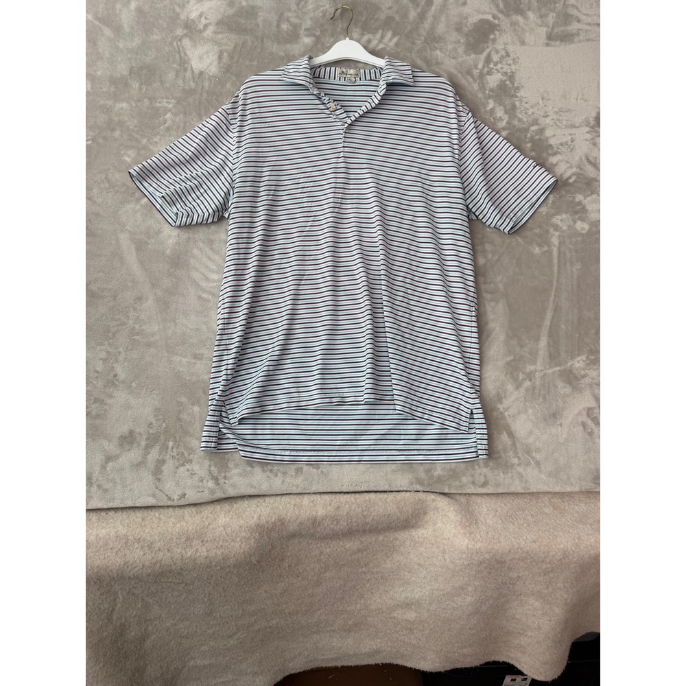 Peter Millar Summer Comfort Striped Polo Shirt Mens Large Southampton Golf Club